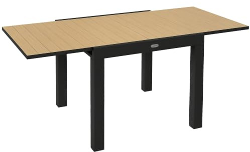 Outsunny Gartentisch Ausziehbar für 6 Personen Gelb 81/162 x 80 x 75 cm | Esstisch, Terrassentisch, Balkontisch, bis 70 kg belastbar, Aluminium