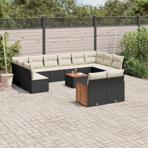 Homgoday Gartensofa-Set 13-teilig mit schwarzen Kissen aus Polyrattan, Outdoor-Sofas für den Garten, Set für den Außenbereich, Gartenmöbel-Set Type3228128