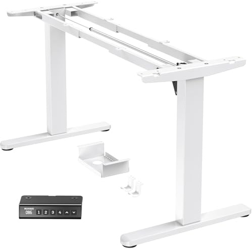 HUANUO Bureau Assis Debout Électrique,Cadre de Bureau Deboutavec Moteur sans Balais,Cadre Réglable en Hauteur avec Capacité de 100 kg pour Plateaux de 110 * 220 cm, Cadre Seul