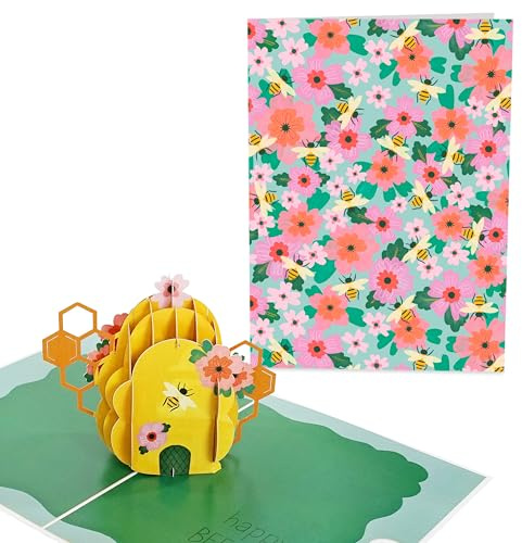 Central 23 Pop Up Karte Blumen und Bienen – handgemachte 3D-Grußkarte zum Geburtstag – Natur – Bienenstock – Geburtstagskarte für Frauen – kommt mit Aufkleber und Umschlag