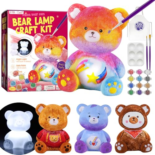 Bär Lampe Bastelset Junge und Mädchen 6-12 Jahre, DIY Malset & Geschenk | Geburtstagsgeschenk zu Weihnachten für Mädchen und Jungen ab 6, Bär als Nachtlicht und Einschlaflicht