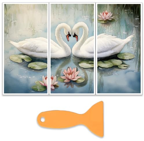 OLYCRAFT 3 Stück/Set Schwanensee Transferfolien Zum Aufreiben Für Möbel Und Kunsthandwerk 15x30cm Schwanen Lotus Möbelaufkleber Tiermotiv Transferaufkleber Zum Aufreiben Für Holzmöbel