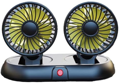 Ventilador De Coche, Ventilador De Escritorio Eléctrico Portátil De Dos Cabezales Usb De 12 V, Ventilador Enfriador De Mesa De Refrigeración Giratorio De 360 ​​°, 3 Potentes Velocidades Para Coche,