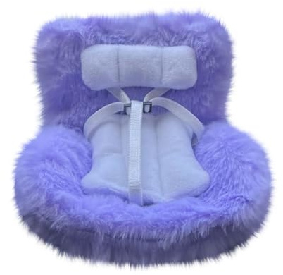 Car Seat for Labubu Dolls, Cute Cozy Seat with Soft Furry Cushion, Stylish Air Vent Clip & Desktop Stand for Labubu Fans, Doll Collectors, Kids, Functional Car Ornament, Car Interior Decor (Purple)