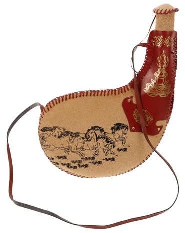 GLEAVI Borsa D'acqua Tradizionale in Cuoio, Riutilizzabile e Resistente, con Tracolla, per Picnic e Trekking, Stile Vintage