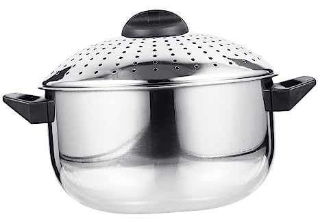Pentola Rapida di Scolatura Spaghetti in Acciaio Inox Argento | Lavorazione Precisa, Pratica Nell’uso, Leggera e Portatile, Facile da Lavare, Finitura Argento