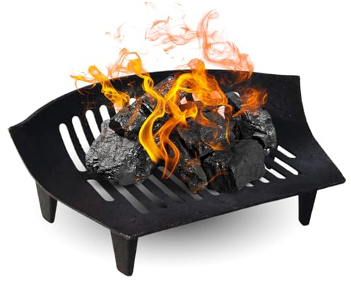 MURIEL BARGAINS Heavy Duty Fire Grate 14' – Cast Iron Fire Grate Heavy Duty Fire Log Coal Fireplace Rack Basket – Fireplace & Wood Burner Accessories Metal Fire Grate - GRA02