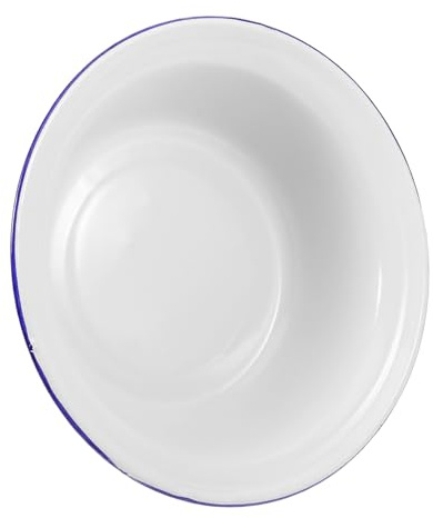 UKCOCO Cuenco de Esmalte Blanco Tazón Multiusos Vintage de Gran Capacidad para Mezclar y Servir en Cocina, Adecuado para Ensaladas y Sopas
