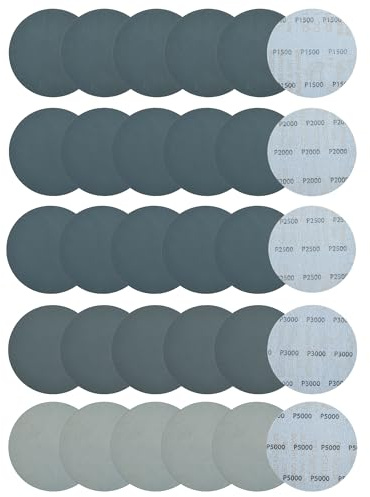 30Pcs 150mm Wet Dry Sanding Discs 1500/2000/2500/3000/5000 Grit Waterproof Sandpaper, 6 Inch Waterproof Hook & Loop Abrasive Disc for Walls, Cars, Metal, Wood