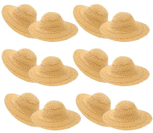 TOPPERFUN Kleiner Papierhut 12 Stück Miniatur Zylinder aus Webstoff Leichte Selbstgemacht Puppendekoration Flechthüte zum Basteln Puppenhut für Party und Bastelbedarf