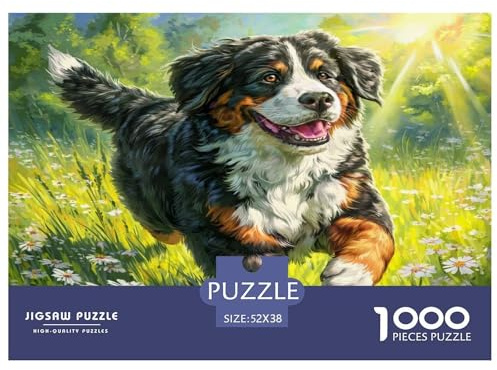 Puzzle per Adulti con Cane Carino 1000 Pezzi - per Cani in Prato Fiorito Serata di Gioco in Famiglia Decorazione Parete 52x38cm/1000pz