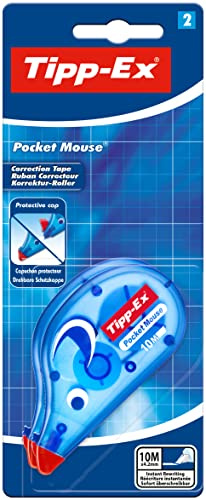 Tipp-Ex Pocket Mouse Correction Tapes – Pack of 2- Easy To Use - Extra Tear-Resistant - 10 m, White Colour