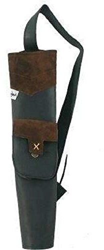 elToro Rückenköcher mit aufgesetzter Tasche – klassischer Lederköcher aus Glatt- und Wildleder – Verstellbarer Schultergurt – 53 cm Höhe – robuster Pfeilköcher für Bogenschützen