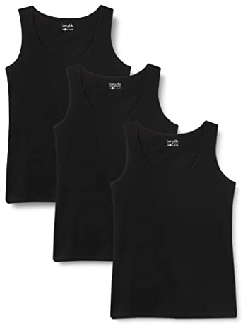 Berydale Camiseta de tirantes, Mujeres, Negro (paquete de 3), M