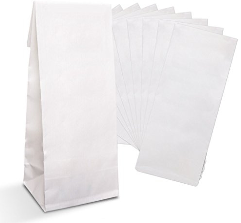 Logbuch-Verlag 100 kleine WEISSE Blockbodenbeutel Bodenbeutel Lebensmittel Tüte Beutel mit Boden 7 x 4 x 20,5 cm INNEN FOLIERT