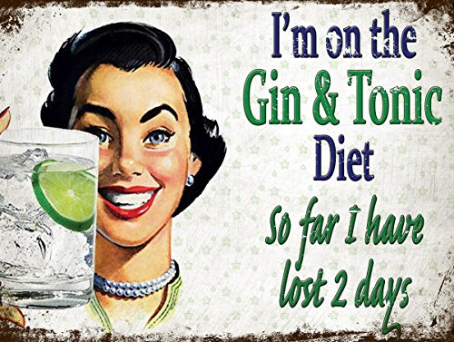 Shawprint Limited GIN & TONIC DIET VINTAGE STYLE METAL ADVERTISING WALL SIGN RETRO ART (21) (10 x 8)