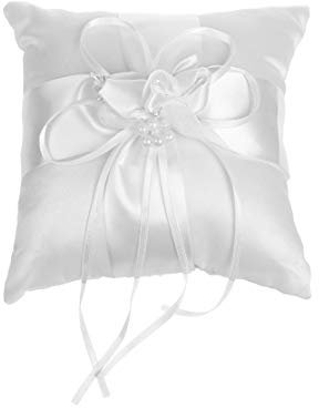 Cosmos Satin Bridal Wedding Ring Bearer Pillow Cushion Bearer with Ribbons Ring Holder Pillow for Wedding