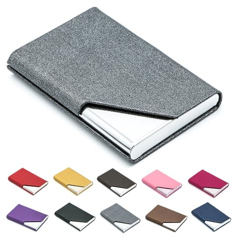 padike Business Name Karte Halter Luxus PU Leder und Edelstahl Multi-Tasche, Business Name Card Halter Brieftasche Kreditkarte ID Schutzhülle/Halter für Herren und Damen.