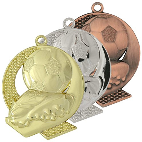 pokalspezialist Medaille ELIN Fußball Motiv Gold Silber Bronze 43 x 50 mm