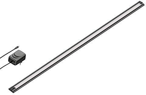 ledscom.de LED Unterbau-Leuchte SIRIS schwarz matt mit Netzteil, flach, 90cm, 963lm, warm-weiß