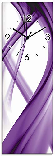 ARTLAND Wanddeko Wanduhr ohne Tickgeräusche Glas Funkuhr 20x60 cm Rechteckig Lautlos Design Abstrakt Kunst Bunt Modern Ausgefallen S7MV