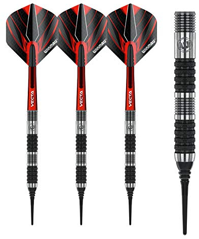 WINMAU Mark Webster 18 Gram Tungsten Softip Darts Set with Prism Flights and Vecta Shafts (Stems)