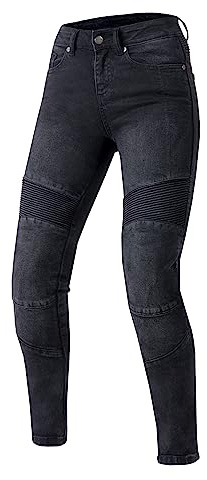 OZONE MOTO Agness II Lady Jeans da Moto Donna | Fodera in Fibra Aramidica | Protezioni per Le Ginocchia di Livello 2 | Tasche per Protezioni Anca e Coccige | Slim Fit