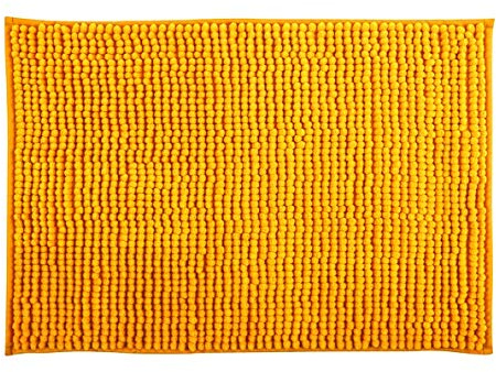 MSV – Chenille-Mikrofaser-Badematte – Langflorig, rutschfest – Maschinenwaschbar – Praktische Aufhängeschlaufe – Optimaler Komfort und Hygiene – Safran – Einzelmatte – 50 x 80 cm