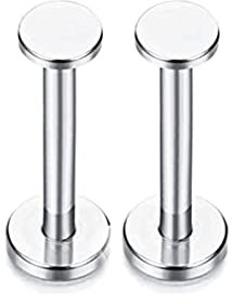 Lieson 2 Stück Nasenpiercing Ring Edelstahl 16G Nasenring Nasenstecker Gerade Stab Ohrstecker 8MM Piercing Septum Knorpel Tragus Helix Ohrringe Silber