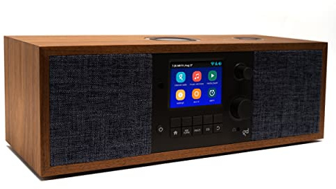 Grace Digital Mondo Elite Duo Smart Internet Radio, Bluetooth, Wi-Fi, 7-Day Alarm – Microphone Free (Walnut)