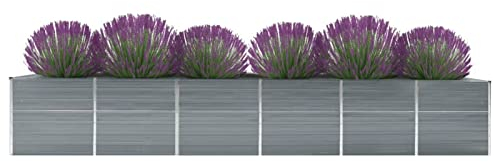RONGQI Garten-Hochbeet, Pflanzkübel, Kräuterbeet, Hochbeete-kit, Schneckenzaun, Pflanztrog, Pflanzgefäße, Pflanzfolie Für Hochbeet,Teichbecken, Verzinkter Stahl 480x80x77 cm Grau