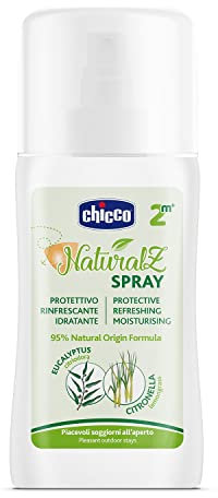 CHICCO NaturalZ Spray Protettivo, 100 ml, Protezione Naturale durante la Stagione Estiva, Con citronella ed Eucalipto, Protezione giorno e notte