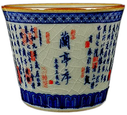 Jingdezhen Hand-painted Lantingji Xu Crackle Ice Pattern Chinese Poetry Cultural Ceramic Porcelain Tea cup Ochoko Sake Cup Traditional