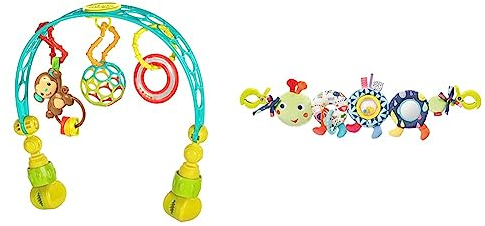Oball Bright Starts, Fehn 055344 Kinderwagenkette Raupe Color Friends – Mobile-Kette mit süßer Raupen-Figur zum flexiblen Aufhängen – Für Babys und Kleinkinder ab 0+ Monaten – Größe: 50 cm