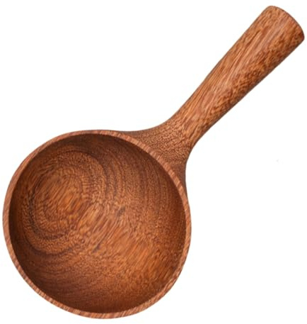 VINTORKY Chicken Wenge Wooden Soup Spoon 9.44 Inch Multi-Function Kitchen Ladle for Home Cooking and Serving Natural Wood Scoop for Soup Ice and Desserts