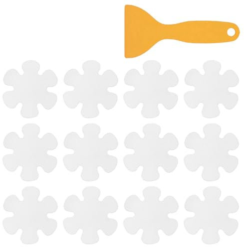EBHO 12 Pezzi Adesivi Antiscivolo Doccia, Adesivi Antiscivolo per Doccia, con Raschietto di Alta qualità, per Vasche da Bagno, Docce e Scale