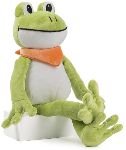 Schaffer 5733 - Plüsch Frosch Quark - Kuscheltier - Größe (L) 34 cm | Extra weich - Waschbar bei 30 °C - DIN EN 71 geprüft - Ab Geburt geeignet - Hochwertige Verarbeitung