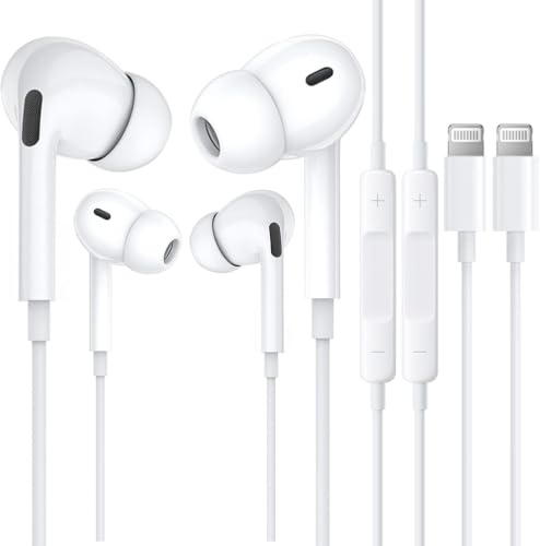 2 Pack iPhone Kopfhörer mit Kabel [MFi-Zertifiziert] In-Ear Kopfhörer HiFi Sound Ohrhörer Isolating Lightning Anschluss Kopfhörer mit Mikrofon für iPhone 14/13/12/11/XR/XS Max/8 Unterstützt alle iOS