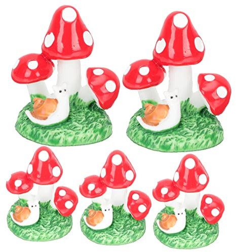 OFFSCH 5pièces Figurines Miniature Résine Champignon pour Décoration Bonsai Colorée Et Charmante Accessoires De Jardin Intérieur Extérieur