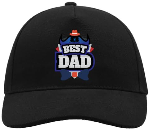 Atspauda Best Dad Bull Horns Bequeme Unisex gebürstete Baumwolle Baseball Trucker Cap mit Schnalle Schwarz, Schwarz , Einheitsgröße