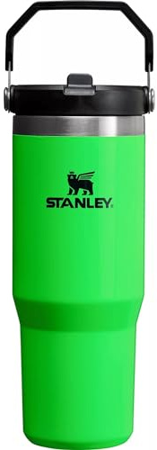 STANLEY IceFlow - Bicchiere con cannuccia in acciaio inossidabile (verde fluo, 880 g)