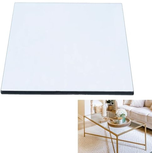 SXKJQER Tischplatte Gehärtetes Glas Tisch Glasplatte Platte Glastisch, Glasplatte Eckig, Tischplatte Aus Sicherheitsglas, Platte Glastisch, Kratzfest, für Esstisch, Couchtisch, Bürotisch(95x95cm)