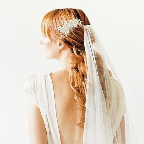Baluue Floraler Haarkamm Mit Perlen Für Hochzeit Braut Haarschmuck Eleganter Blumen Haarkamm Für Damen Und Mädchen Stilvolles Braut-Kopfschmuck Accessoire