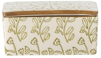 Bloomingville Creative Collection Maple Butterdose, Grün, Steingut, L12,5xH6xB9,5 cm, 280 ml