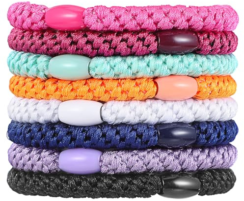 JIEYAO 8 Stück Elasitc Haargummis,Bunt Haargummis für Mädchen und Damen 8 Farben Pferdeschwanz-Halter Elastische Haarbänder Scrunchies Pferdeschwanzhalter für dickes Haar und lockiges Haar