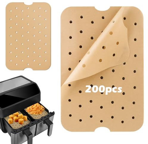 200 Papier Sulfurisé Air Fryer，Perforé Papier Cuisson Air Fryer,feuilles de papier parchemin pour friteuse à air