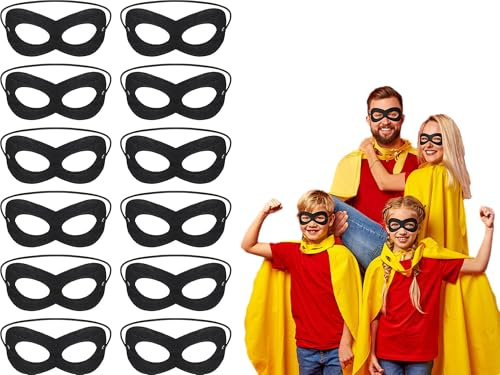 12 Stück Halloween Maskerade Augenmasken fasching Schwarze Panzerknacker Maske Halloween Ball Kostüm mit Gummiband Männer Maskerade Maske für Halloween Festival Karneval Kostüm Cosplay Party