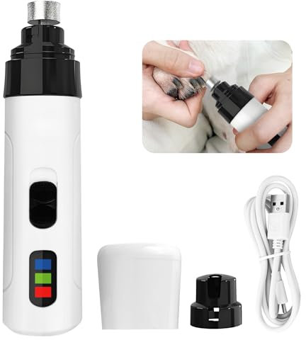 Cncedi Silent Dog Nail Grinder, Electric Grind Pro for Dogs Cats, USB Rechargeable Nail Trimmer, Painless Paws Grooming Smoothing Tool for Small Medium Large Pet (White)