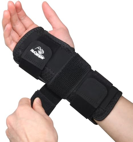 NuCamper Handledsstöd, Justerbar Handledsskena, Karpaltunnel Handledsstöd, Afneembare Handledsbandage, Metallskena, Handstöd för Smärtlindring, Artrit, Stukningar, Sport, Tendinitis, Män och Kvinnor