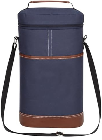 Knoruley Weintasche für 2 Flaschen, Weinträger, Weingeschenk-Tragetasche, Auslaufsichere und Isolierte Weinkühltasche, Weinflaschen-Geschenktasche, Marineblau